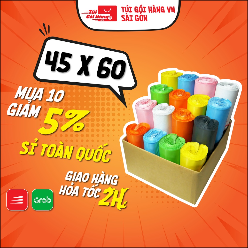 Bịch Gói Hàng 45x60 TUIGOIHANGVN Cuộn 100 Cái Dán Niêm Phong - In Logo Theo Yêu Cầu Từ 10 Cuộn