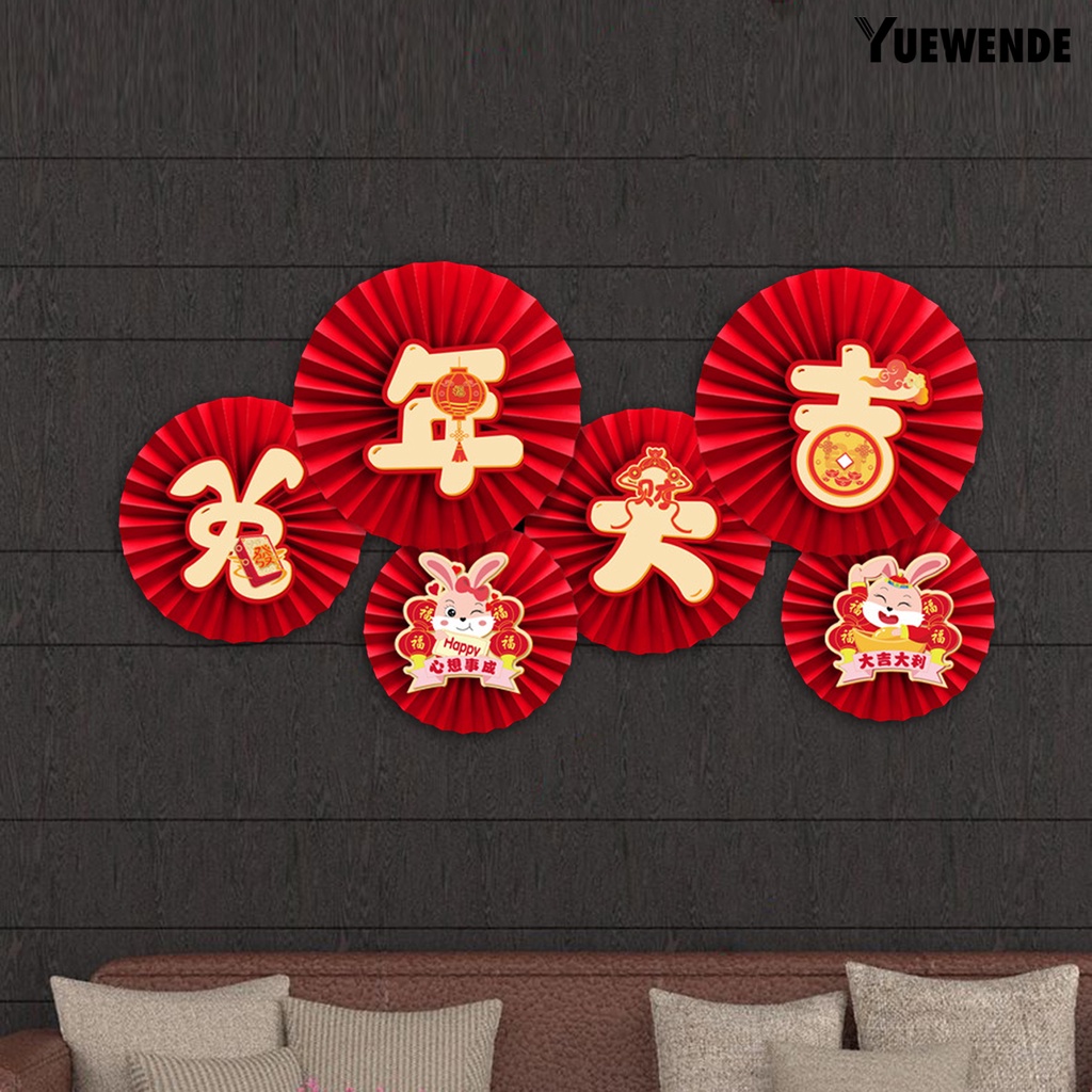 Set 6 Quạt Giấy Truyền Thống Không Phai Trang Trí Năm Mới 2023