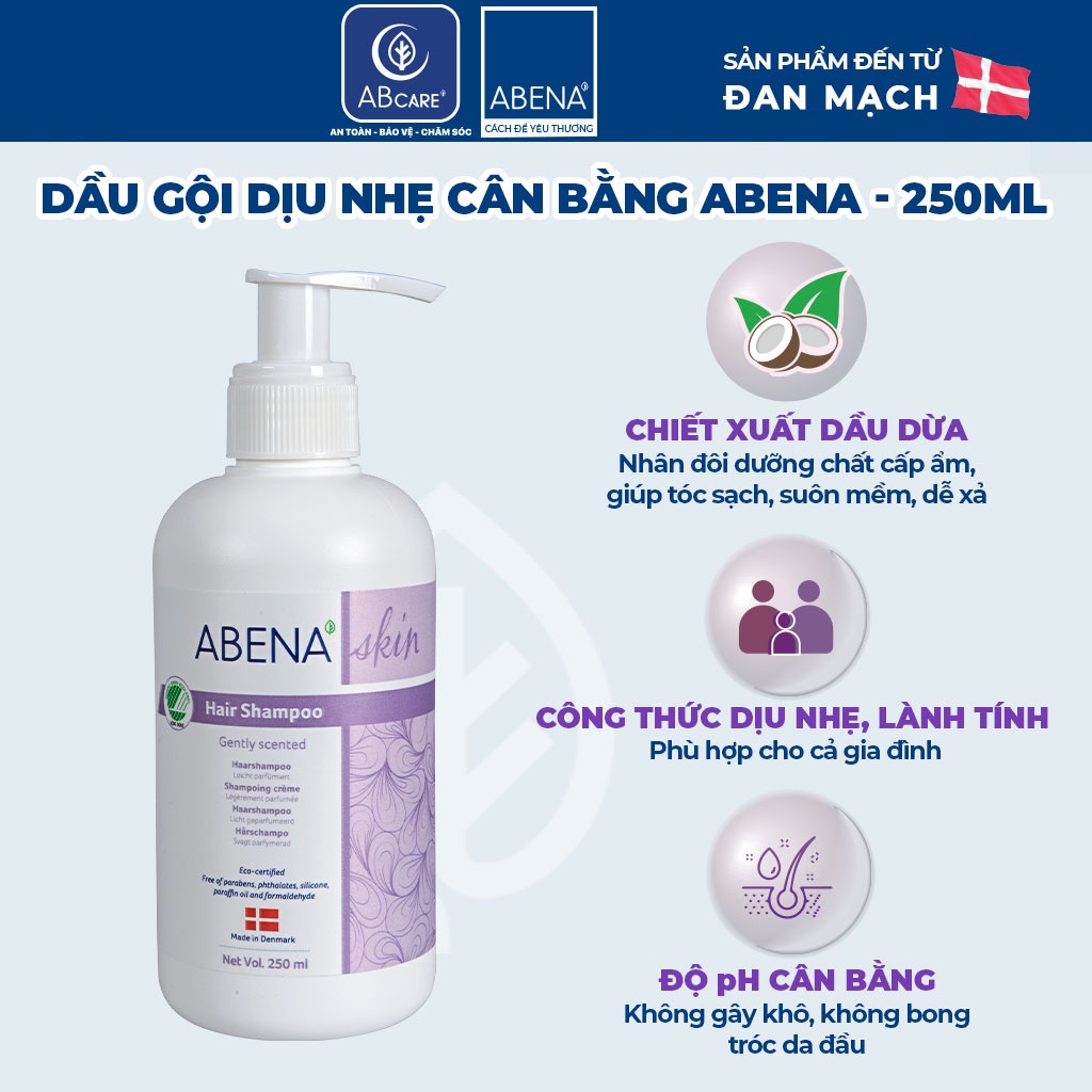 Dầu gội Abena Hair Shampoo with perfume -Nhập khẩu Đan Mạch (Chai 250ml)