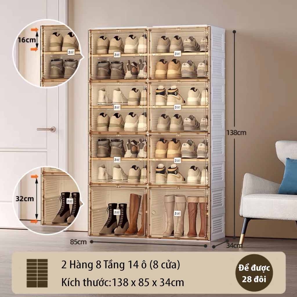 Tủ Để Giày Gấp Gọn Nhiều Ngăn Tiện Lợi Kệ Để Giày Dép Thông Minh Chất Liệu Nhựa Cao Cấp Tải Trọng Lớn Bảo Hành 2 Năm
