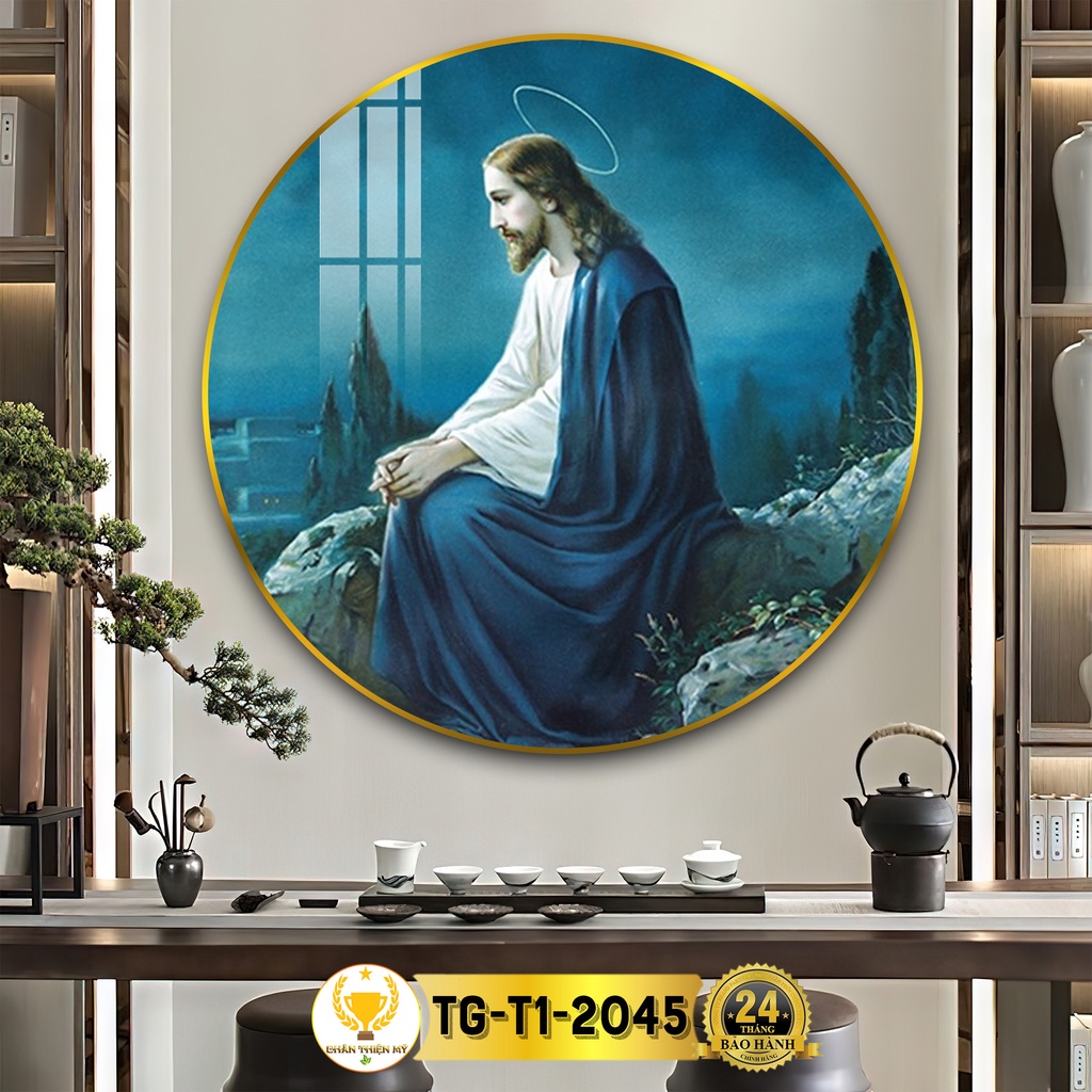Tranh Tráng Gương Pha Lê Tròn CHÂN THIỆN MỸ, Tranh Công Giáo Treo Tường Chúa GiêSu TG-T1-2045