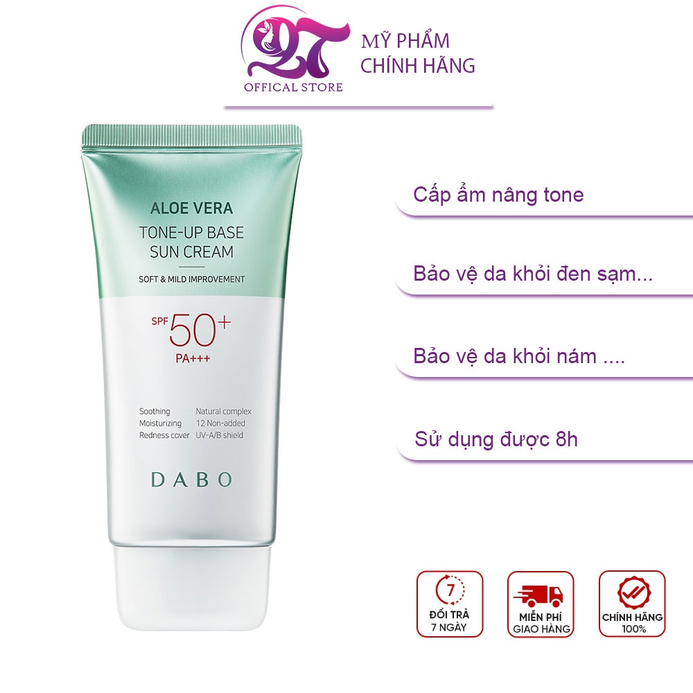 Kem chống nắng Lô Hội dưỡng da, nâng tone DABO Aloe Vera Tone-up Base Sun Cream