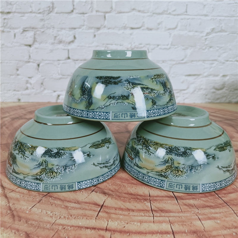 Bát cơm bằng gốm Sứ Celadon sử dụng tại nhà và sử dụng thương mại lò vi sóng có thể áp dụng màu men 