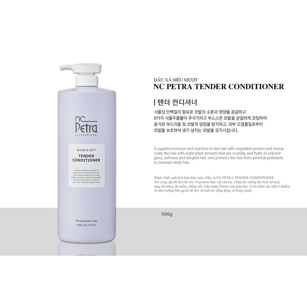 Dầu gội xả siêu mượt công nghệ sinh học Nc Petra Tender 1500ML