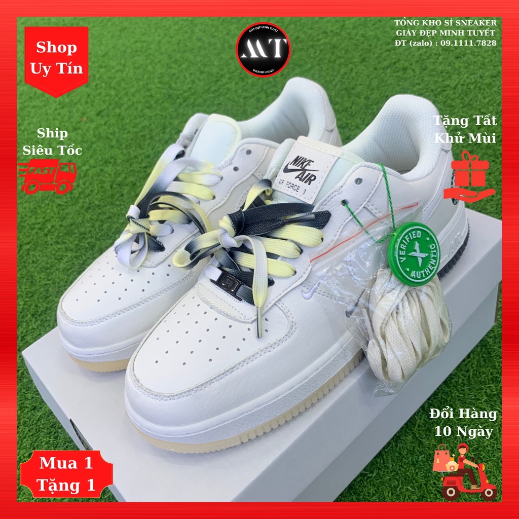 Giày Kem âm dương A-F-1 Brooklynn sneaker nam nữ đẹp cao cấp, giày thể thao da mềm hot trend hiện nay, giá rẻ ở Hà Nội