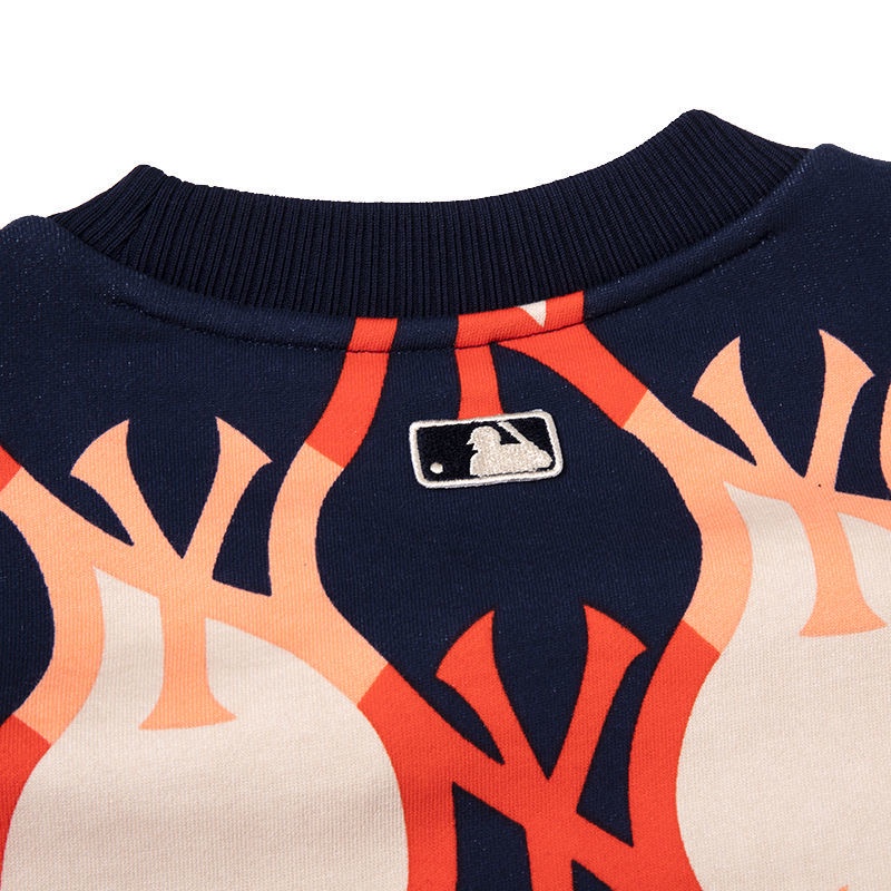 Áo Sweater Thể Thao Vải Cotton Màu Gradient Thêu Logo MLB NY Thời Trang Cho Nam Và Nữ