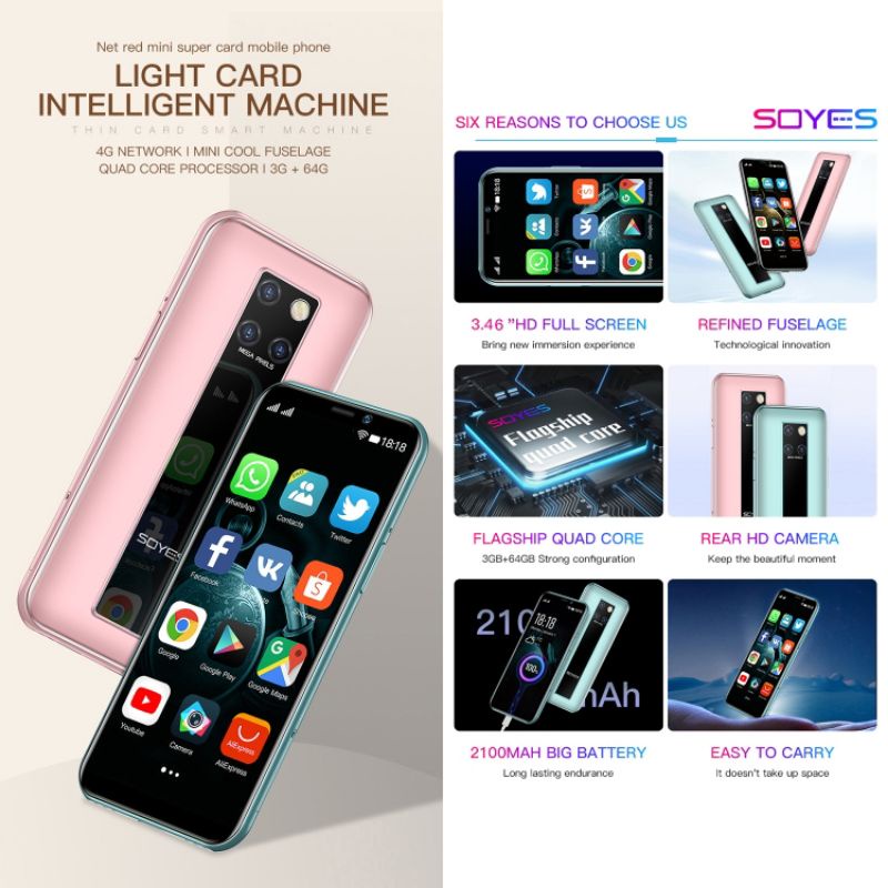 SOYES S10H, 3GB + 64GB Nhận dạng khuôn mặt, 3,46 inch Android 9.0 MTK6739CW Lõi tứ lên đến 1,28GHz, Hai SIM,Mạng: 4G