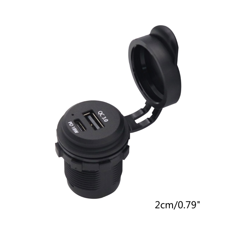 Tẩu Sạc Nhanh USB C 18W PD10W &amp; QC3.0 Chống Nước Cho Xe Hơi