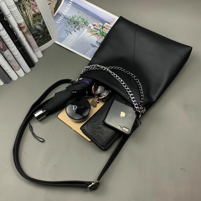 MISCHA Túi Xách Da PU Sức Chứa Lớn Màu Trơn Thời Trang