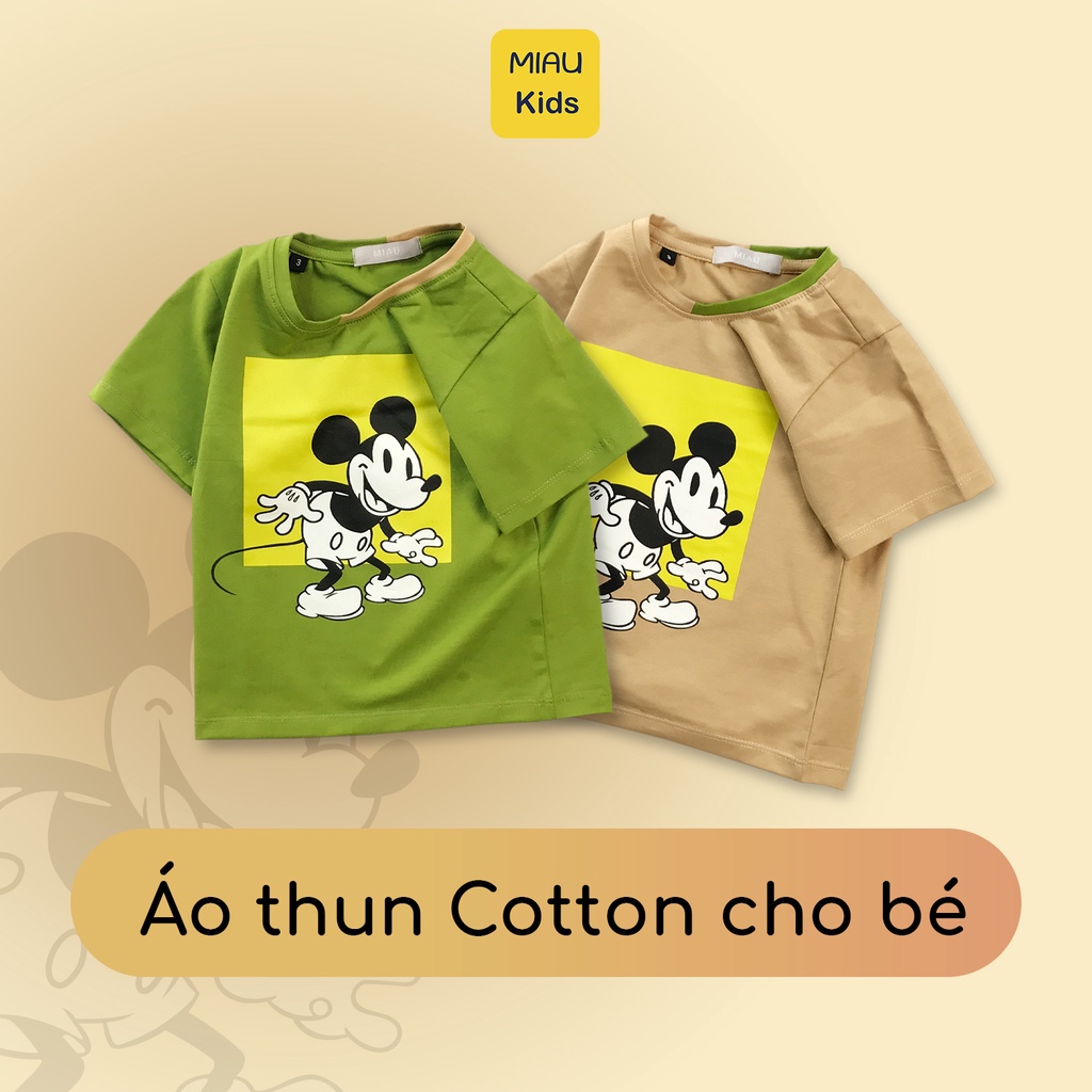 Áo Thun Tay Ngắn Cho Bé Miaukids, In Hình Chuột Mickey, Thun Cotton Thoáng Mát Cho Bé Từ 9Kg Đến 55Kg