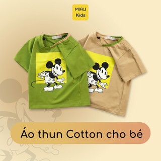 Áo phông cho bé In Hình Nhân Vật Hoạt Hình Chuột Mickey vui nhộn, Thun Cotton Co Giãn Thoáng Mát Cho Bé Đến 55Kg