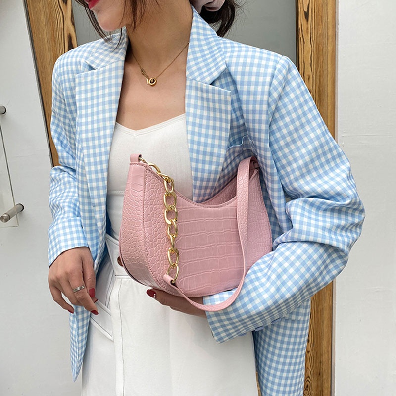 Mischa Túi Đeo Vai Bằng Da PU Màu Trơn Phong Cách Phương Tây Dễ Phối Đồ