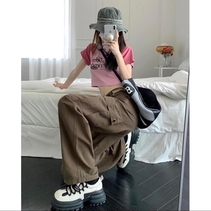 Quần Kaki Cargo Túi Hộp Ống Suông Vải Dày Dặn Unisex Nam Nữ