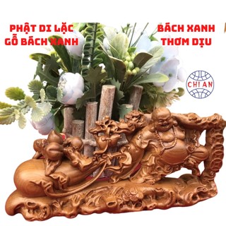 Tượng Di Lặc Kéo Bao CHIAN Kích thước 20x9x6cm (ngang x cao x sâu) - Mang Tài Lộc Đến - Gỗ Bách Xanh Mùi Thơm Dịu
