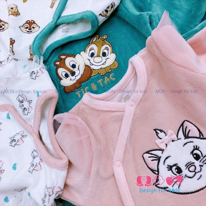 (Link 1) (Chọn mẫu) Sleepsuit bộ body dài tay liền thân nỉ nhung, nỉ băng lông hàng xuất dư Dis.ney C&amp;A cho bé