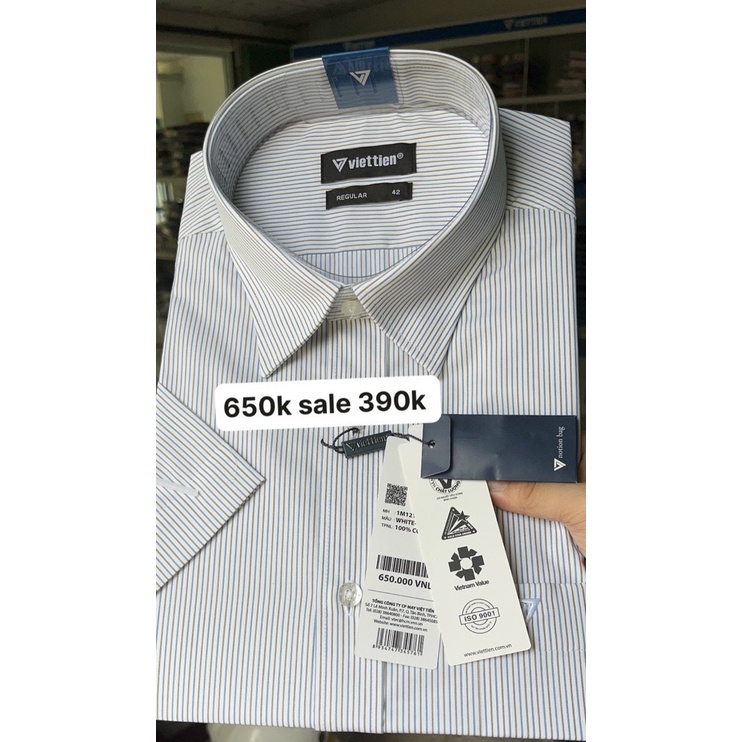 Việt tiến áo sơ mi ngắn tay giá mác 650k sale 390k- Tết giá ưu đãi