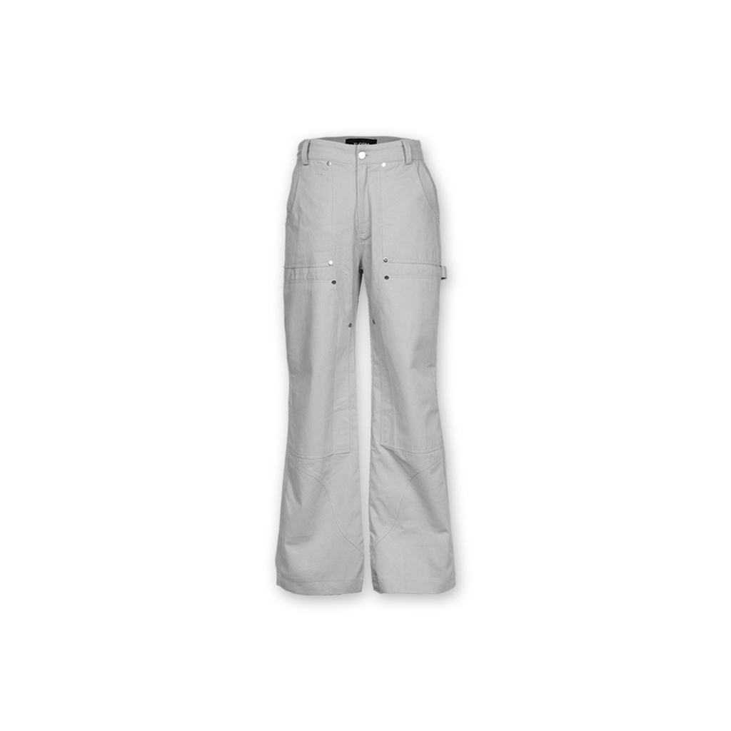 Quần DoubKnee Fulcrum x2Pocket màu xám dáng flare đẹp, vải kaki 100% cotton dày đứng form