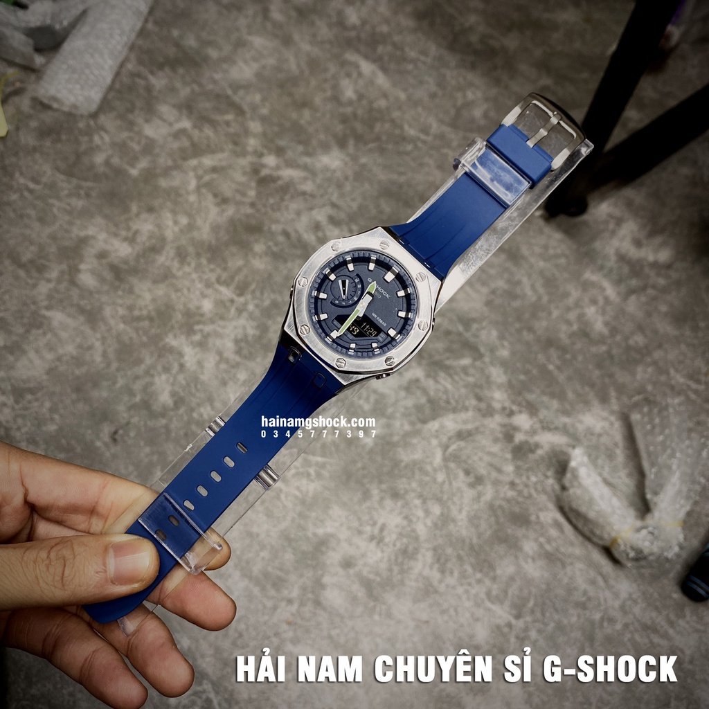 Đồng hồ nam G-SHOCK GM-2100-1A Custom Blue Sliver | GM-2100 Custom | GM 2100 Rainbow | Full phụ kiện.