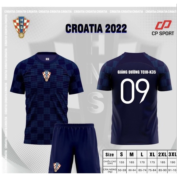 Áo đá bóng mẫu Croatia 2022 in theo yêu cầu đặt từ 5 áo trở lên