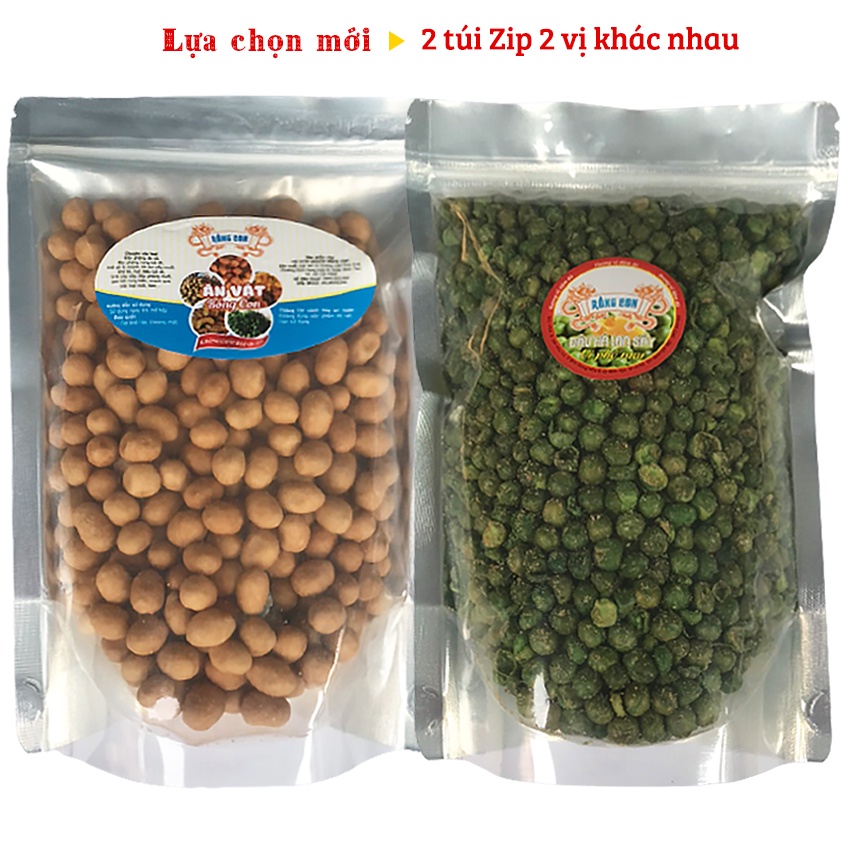 Combo 1Kg: 500g Đậu Da Cá Nước Cốt Dừa - 500g Đậu Hà Lan Sấy Muối hoặc 500g Đậu Hà Lan Sấy Tỏi Ớt(Túi Zip) RỒNG CON