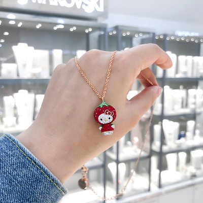 Swarovski Dây Chuyền HELLO KITTY / Dâu Tây / Dưa Hấu Ngọt Ngào Xinh Xắn Cho