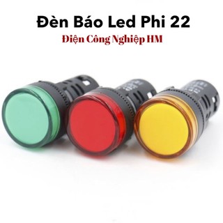 Đèn báo led phi 22 - đèn led báo pha tủ điện ad16-22ds điện áp 220vac