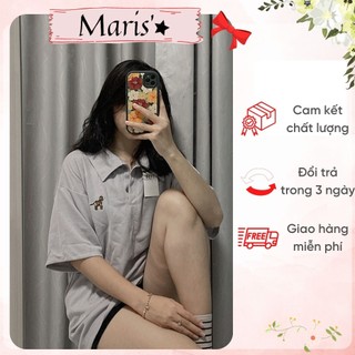 Áo polo nữ tay lỡ ⚡ GIÁ HỦY DIỆT ⚡ Áo nữ 3158 oversize form rộng màu xám dạ dễ thương phong cách Hàn Quốc