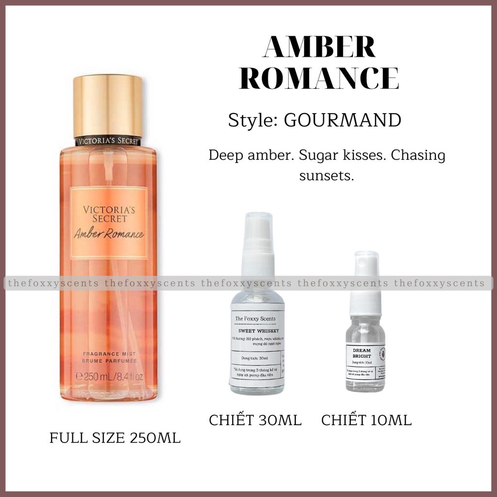 AMBER ROMANCE Body Mist (Xịt thơm) Chiết Chai thuỷ tinh 10ml / 30ml