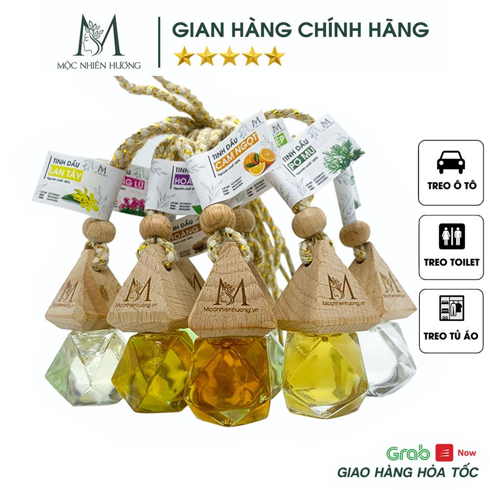 Tinh dầu treo xe ô tô nguyên chất 100% Mộc Nhiên Hương giúp thơm xe, khử mùi, chống say xe, thay thế nước hoa hiệu quả