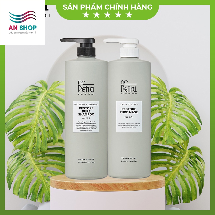 Dầu gội xả phục hồi tóc hư tổn,dưỡng tóc khô xơ rối, uốn nhuộm duỗi công nghệ sinh học Nc Petra Restore Pure 1000ml