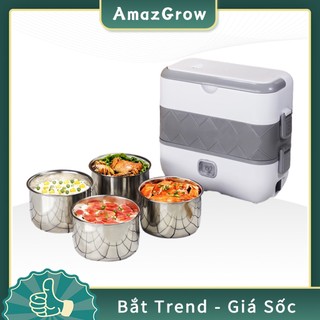 Hộp đựng cơm hâm nóng cắm điện 2 tầng, cặp lồng cơm văn phòng giữ nhiệt, hâm nóng nhanh thức ăn, Lõi Inox cao cấp 304