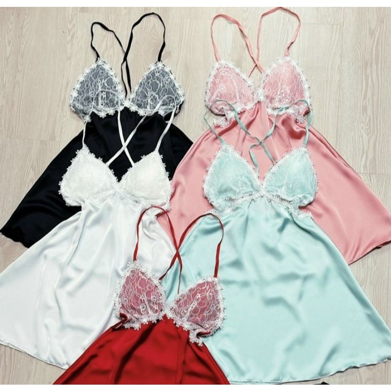 Sét đầm ngủ phối ren Hoa kèm quần Sexy vải Cao cấp
