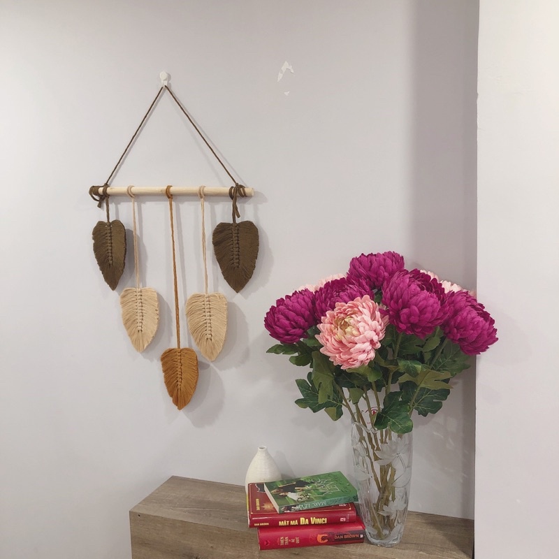 Mành treo tường lá macrame trang trí decor phòng