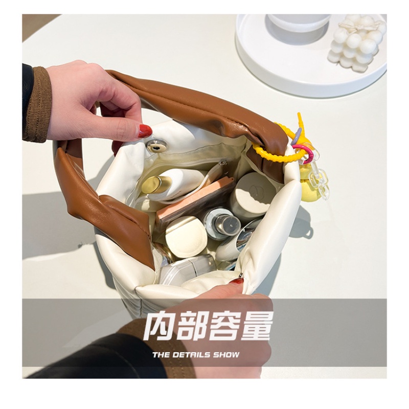 Túi Đựng Mỹ Phẩm Da PU Hình Vuông Có Đệm Lót Cánh Tay Tiện Dụng Mang Theo Du Lịch