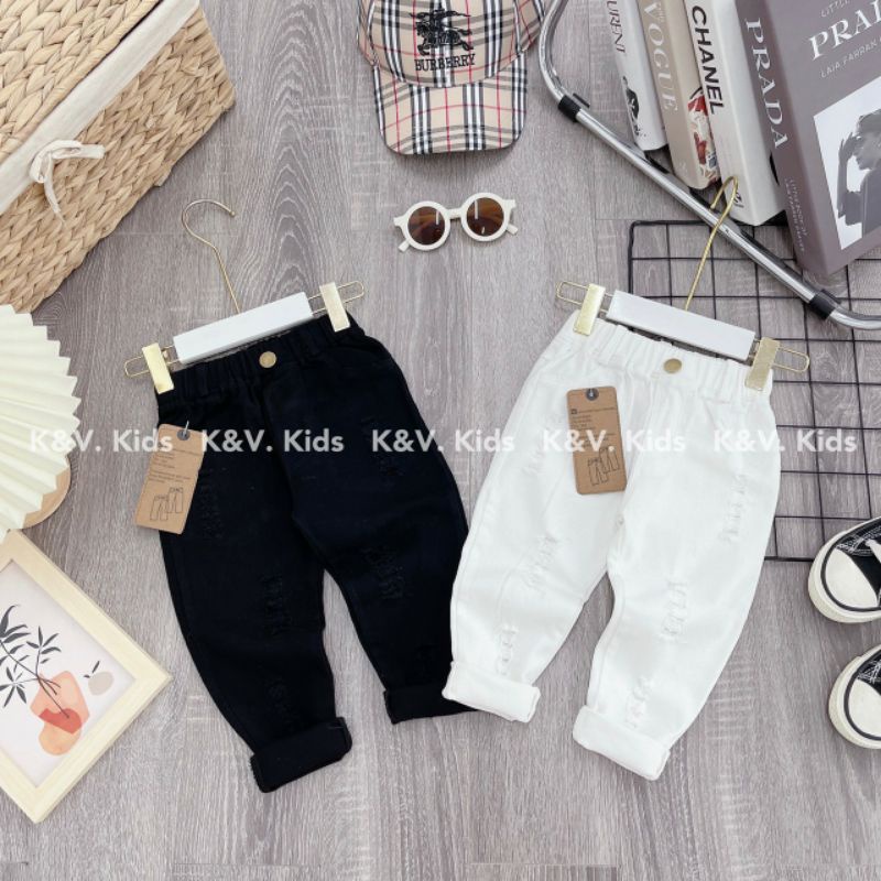Quần Kaki Mềm Co Giãn Cho Bé Trai, Quần Kaki Cào Rách Sành Điệu Cho Bé Trai từ 10-20kg