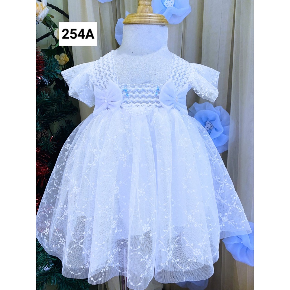 (4-20kg)Đầm công chúa màu trắng cho bé gái, Váy dễ thương cho bé đầy tháng, thôi nôi, dự tiệc, đi chơi lễ tết