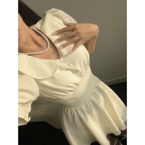 Mell08 dress - Váy ngắn dáng xoè cổ sen dễ thương Onmellem