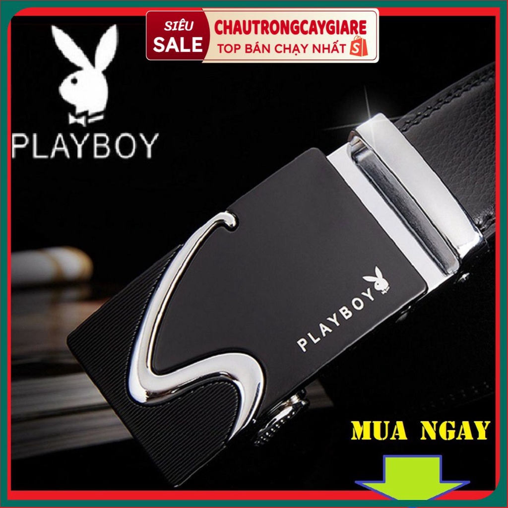 Thắt Lưng Nam Khóa Cài Tự Động Dây Thắt Lưng Cao Cấp Dây Nịt Nam Da Bò 100% Chính Hãng PLAYBOY GG-9K