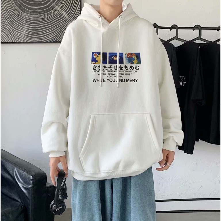 Áo hoodie In Họa Tiết Hoạt Hình Phong Cách Hiphop Đường Phố Nhật Bản Cho Nam Cỡ M-8XL