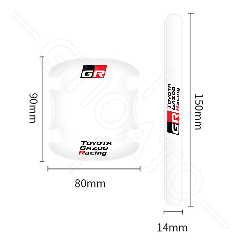 GTIOATO Cho Toyota GR Miếng Dán Tay Nắm Cửa Ô Tô Trong Suốt Miếng Dán Hõm Cửa Ô Tô Chống Xước Trầy Xe Hơi Dán Xe Trang Trí ô Tô Cho Toyota CHR Raize Corolla Cross Rush Fortuner Yaris Innova Vios Prius C Wigo Sienta Land Cruiser 200