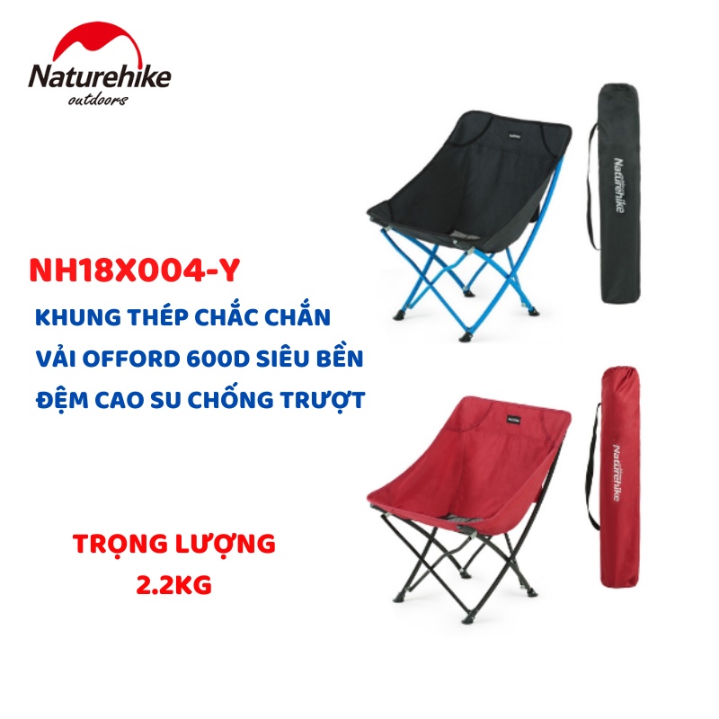 GHẾ DÃ NGOẠI, CẮM TRẠI KHUNG THÉP GẤP GỌN NATUREHIKE NH18X004-Y
