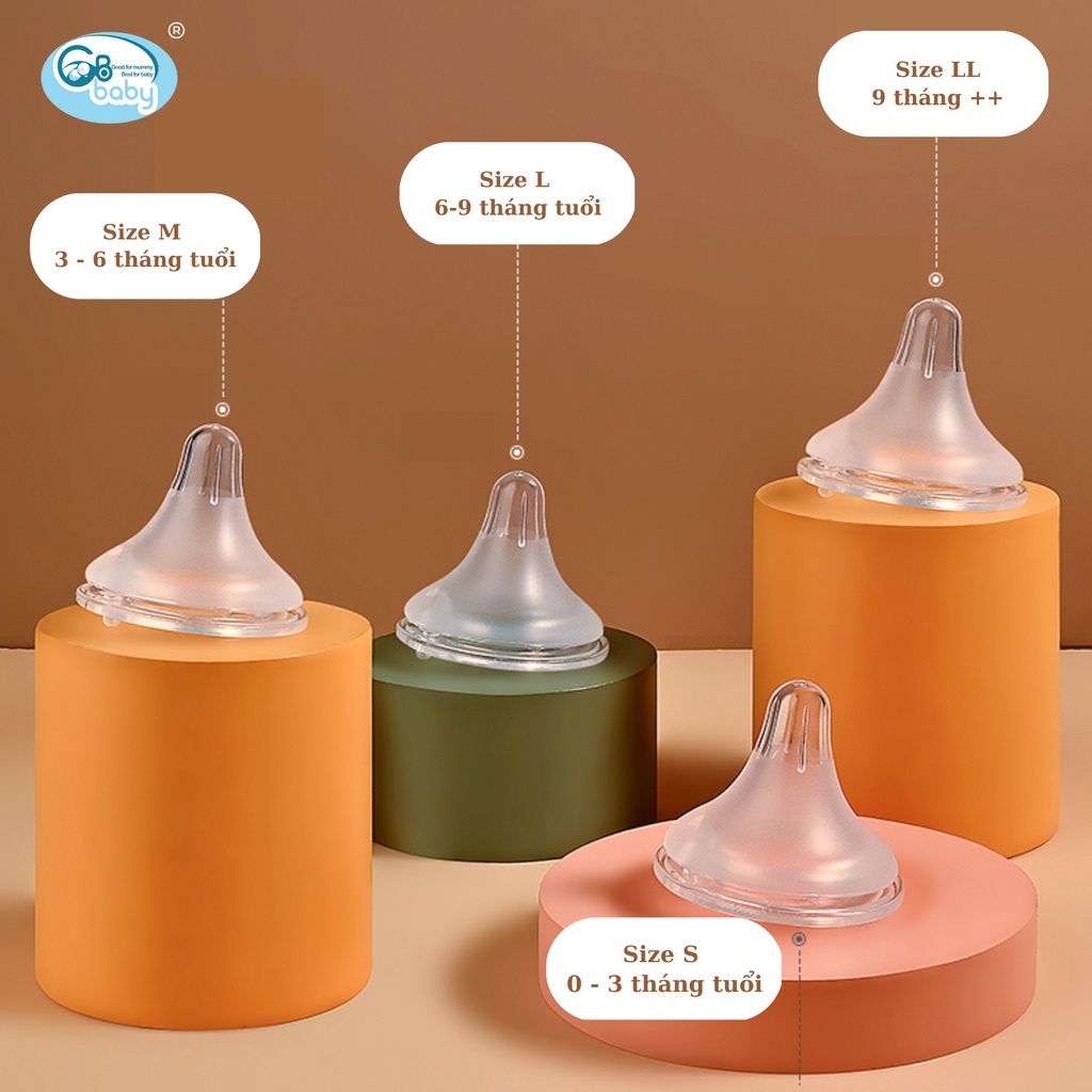 Núm ty núm vú silicon Plus cô rộng GB-Baby Chính Hãng