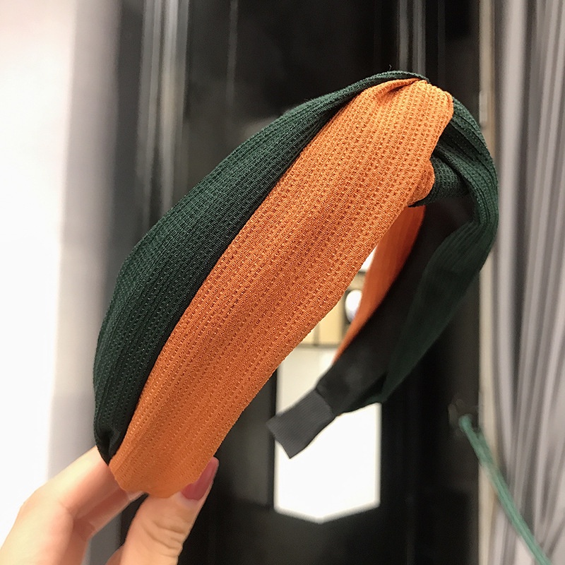 Băng Đô Thắt Nút Chéo Bản Rộng Hai Màu Phong Cách Hàn Quốc Mới Cho Nữ