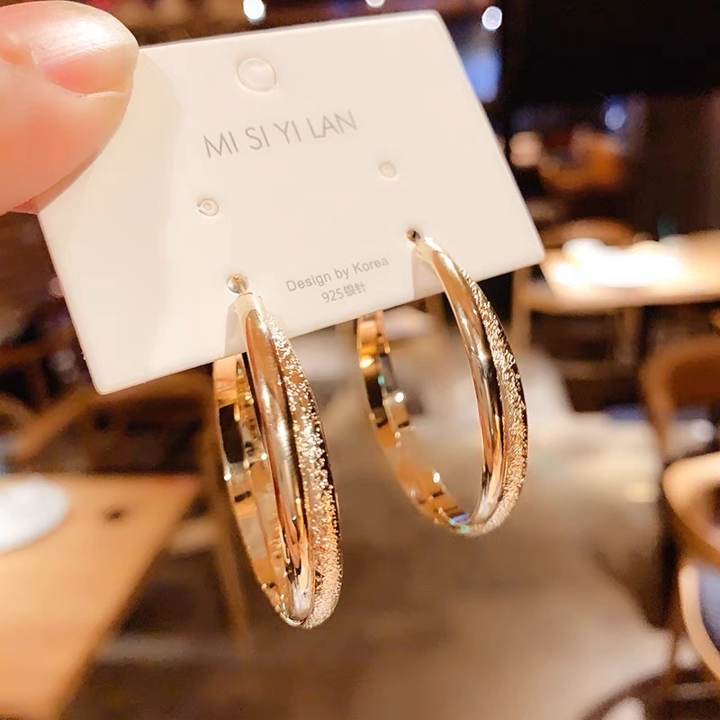 bông tai khoen tròn cá tính, khuyên tai tròn retro phong cách hàn quốc