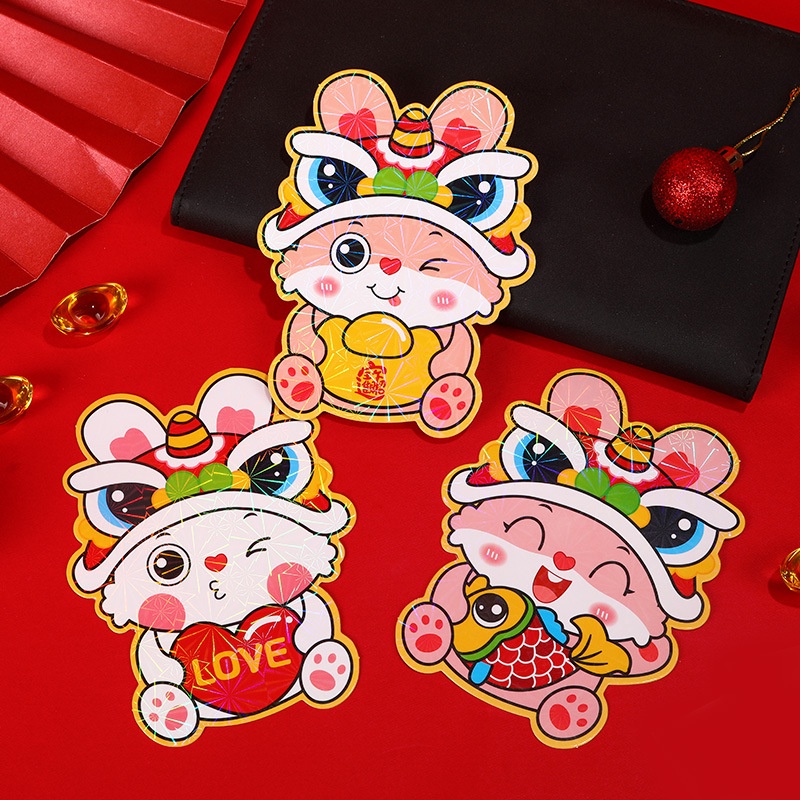 Set 100 Bao Lì Xì Mini Họa Tiết Thỏ Hoạt Hình Sáng Tạo Màu Đỏ Dành Cho Trẻ Em 2023