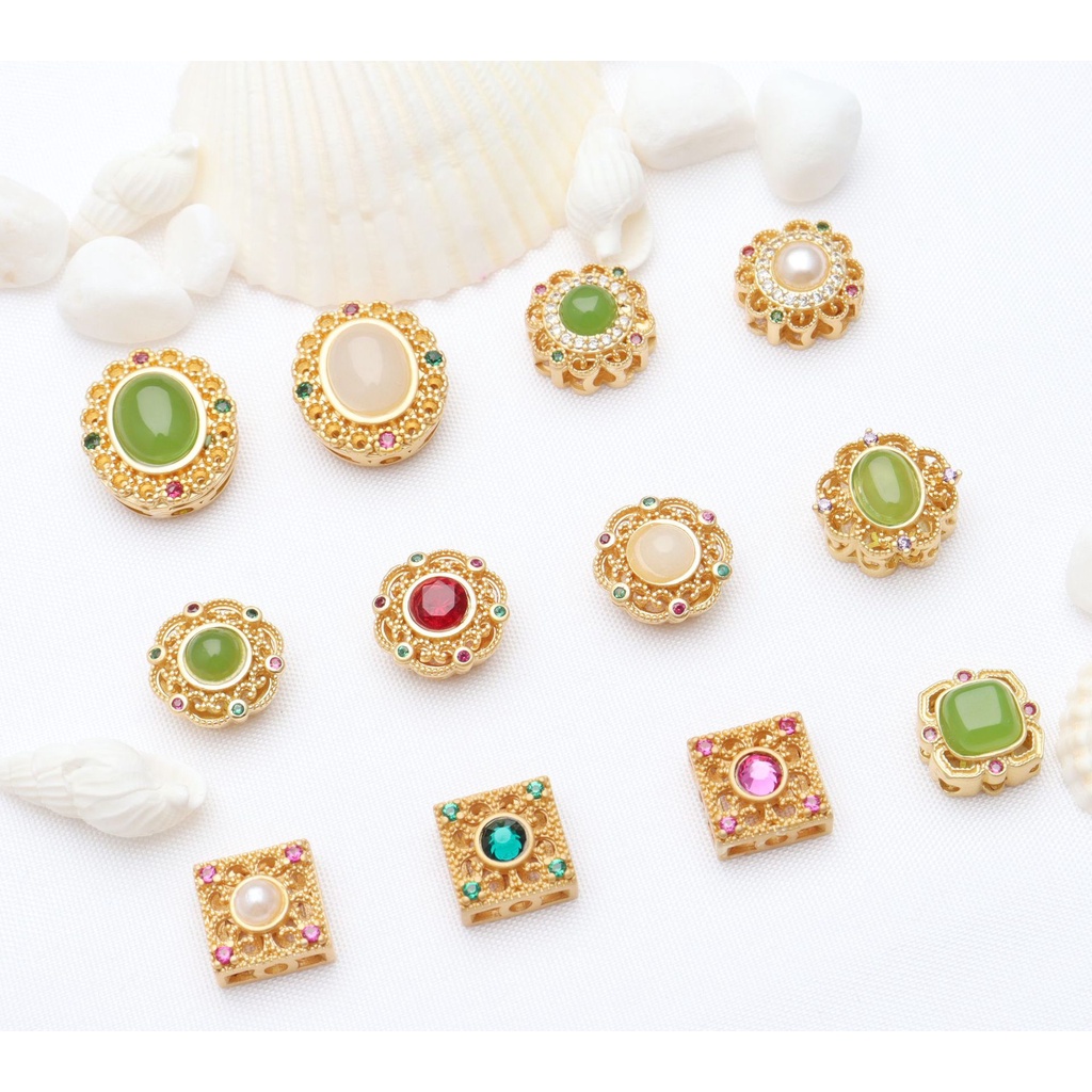 Bộ 5 Hạt Xâu Chuỗi Vàng Cổ Điển Dùng Làm Trang Sức diy