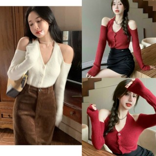 Áo thun gân tăm tay dài cổ yếm khoét vai bigsize 60-95kg