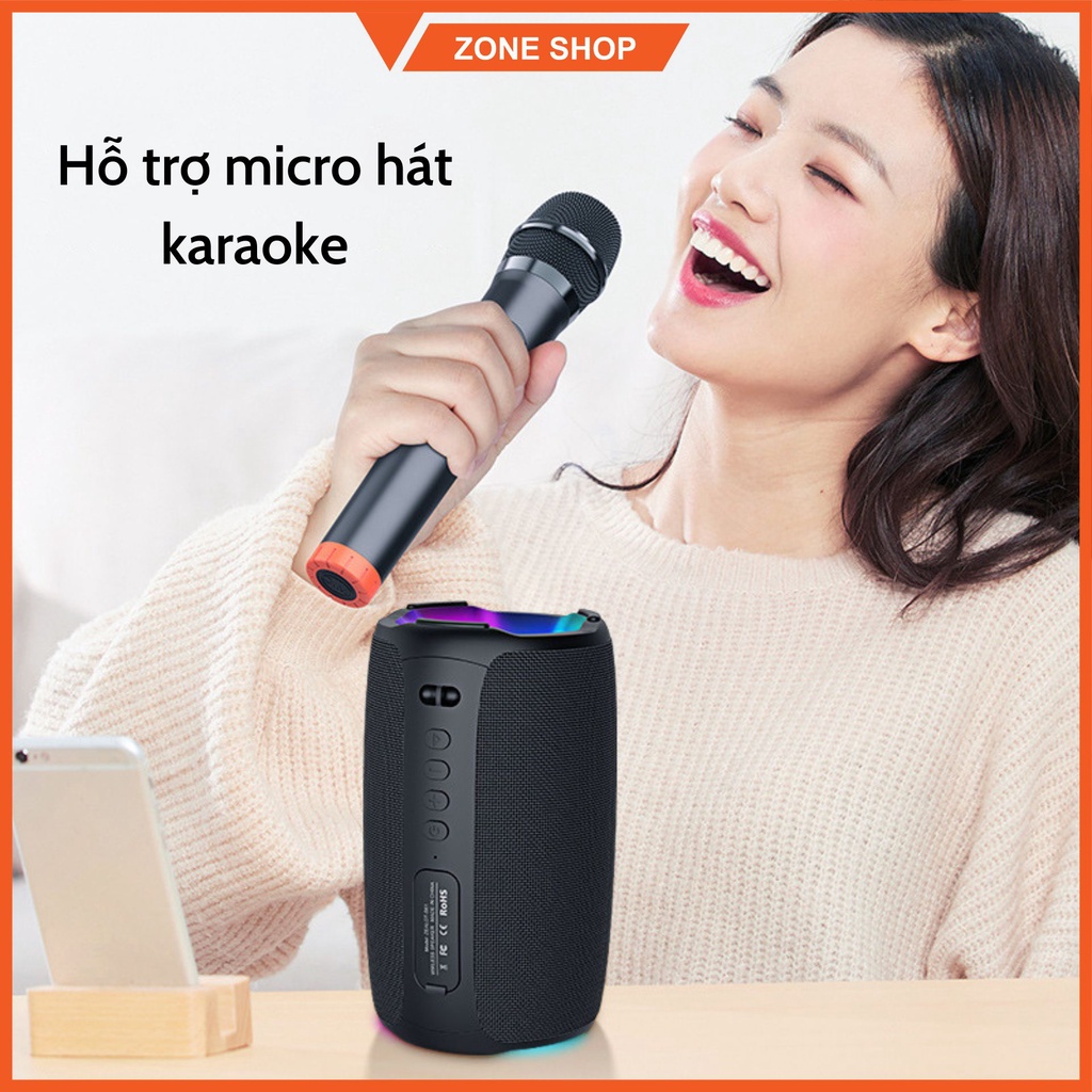 Loa bluetooth karaoke mini công suất lớn Loa không dây có mic âm thanh siêu hay bass khỏe [Zoneshop]