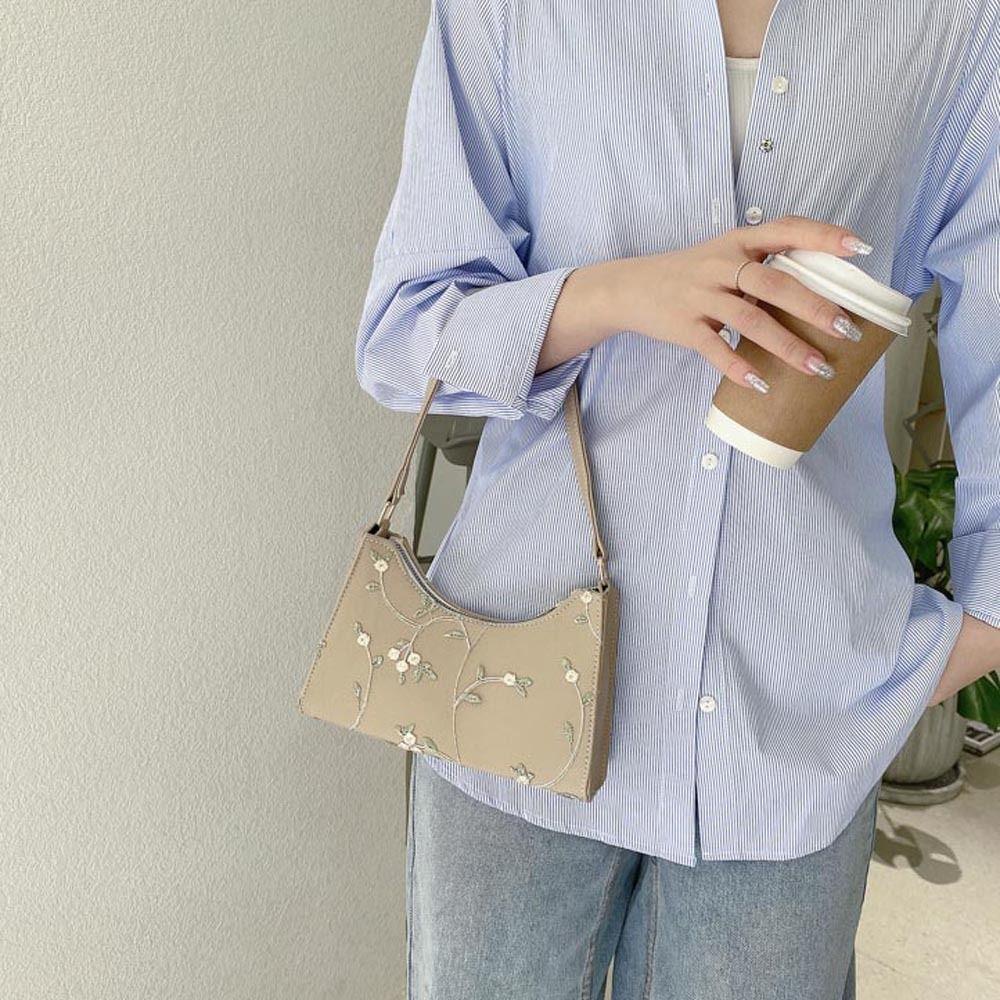 MXGOODS Túi Xách Đeo Dưới Cánh Tay Mini Thêu Hoa Sáng Tạo Dễ Phối Đồ Cho Nữ
