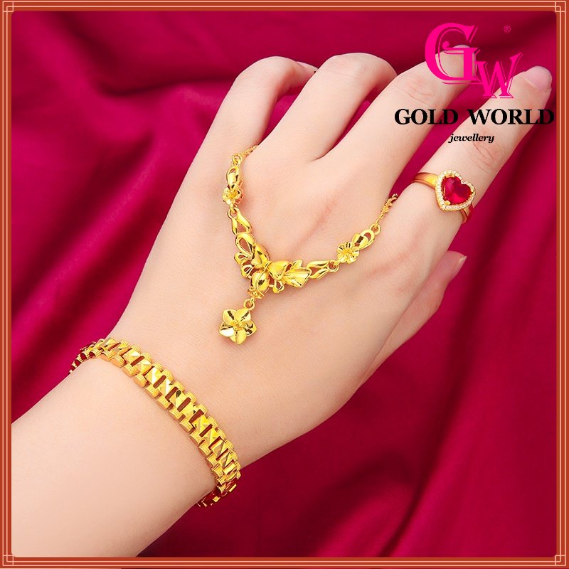 Gw Phụ Kiện Trang Sức Hàn Quốc Emas 916 Thiết Kế: Cây Hoa Và Hoa Dạng Hở: Vòng Tay Đỏ Hình Trái Tim Xe Tăng Vòng cổ Phẳng Một Mảnh Prod